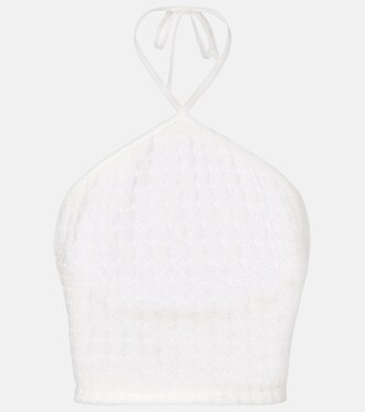 Open-knit halterneck lamé crop top | Missoni