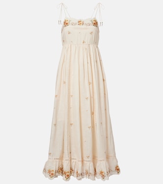 Vestido midi Patience de lino floral | Zimmermann