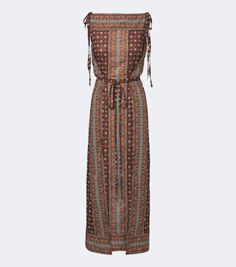 Vestido midi Amarante de algodón estampado | Dôen
