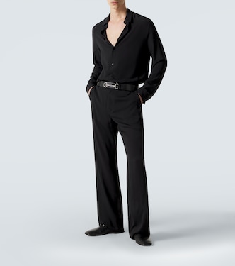 Silk satin georgette wide-leg pants in black - Gucci | Mytheresa display picture 1