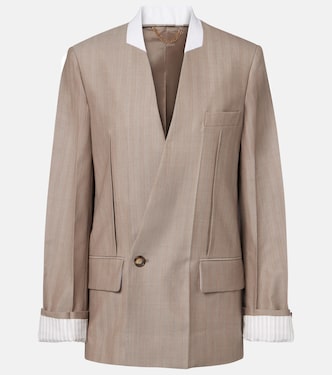 Herringbone virgin wool blazer | Victoria Beckham