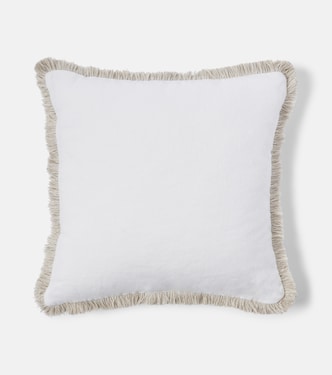 Fringed linen cushion | Once Milano