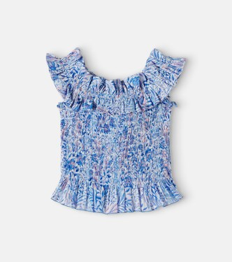 Alitza floral smocked cotton-blend top | Poupette St Barth Kids