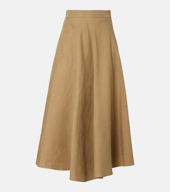 Linen and silk twill midi skirt | Max Mara