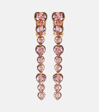 Heart crystal-embellished clip-on earrings | Oscar de la Renta