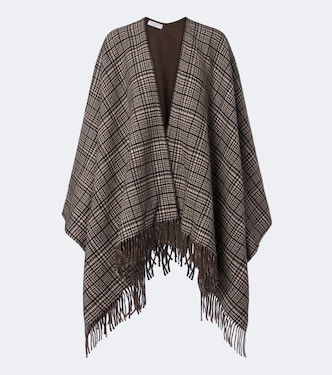 Poncho de cachemir a cuadros | Brunello Cucinelli