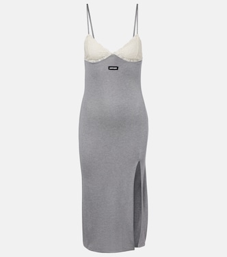 Lace-trimmed silk jersey midi dress  | Miu Miu