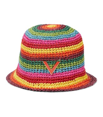 Striped crochet bucket hat | Valentino