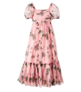 DG floral silk-blend organza dress | Dolce&Gabbana Kids