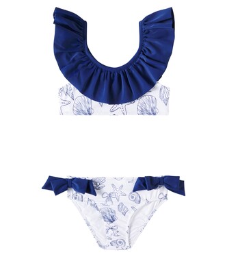 Bow-detail printed ruffled bikini | Patachou