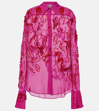 Sequined sheer chiffon blouse | Dries Van Noten