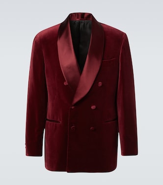 Cotton and silk velvet tuxedo jacket | Brunello Cucinelli