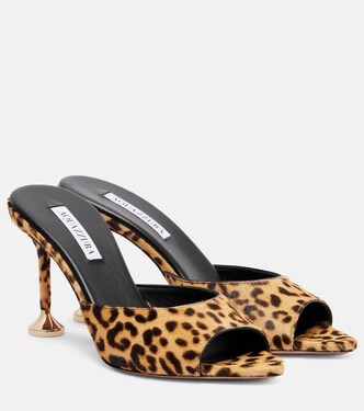 Mules Bisous 85 in cavallino con stampa leopardata | Aquazzura