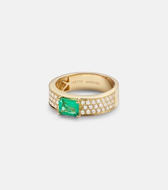 Bague en or 18 ct, émeraude et diamants | Anita Ko