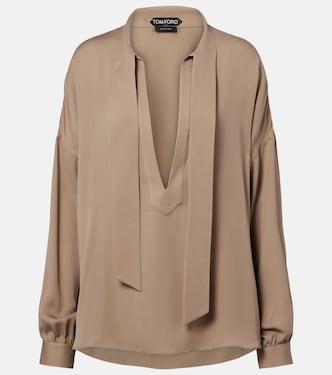Tie-neck silk georgette blouse | Tom Ford