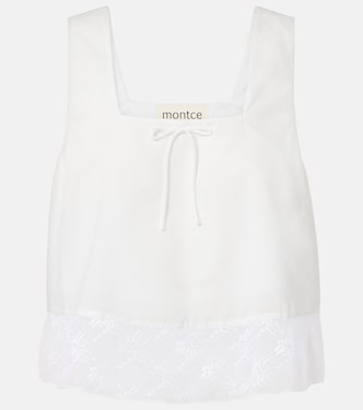 Lace-trimmed cotton crop top | Montce