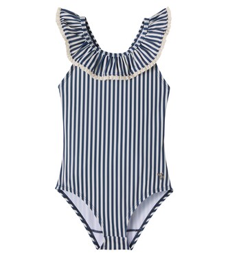 Doris ruffled striped swimsuit | Wheat