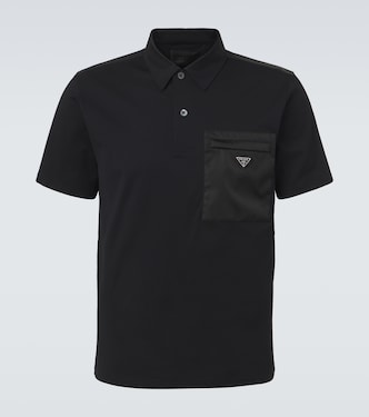 Re-Nylon-trimmed cotton-blend polo shirt | Prada