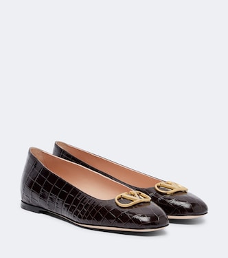 VLogo croc-effect leather ballet flats | Valentino Garavani