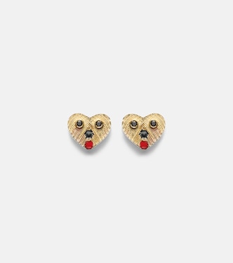 Nano Puces 9kt gold earrings with black diamonds and enamel | Yvonne Léon