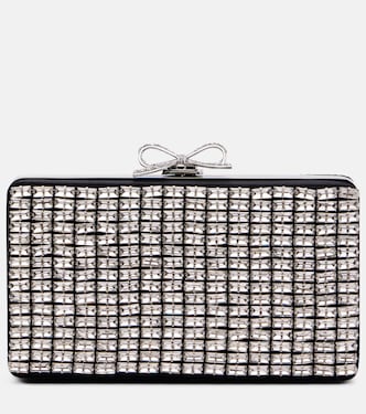 Bow crystal-embellished clutch | Self-Portrait