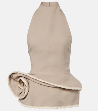 Peplum floral-appliqué linen top | Magda Butrym