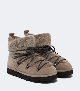 Shearling and suede snow boots | Brunello Cucinelli