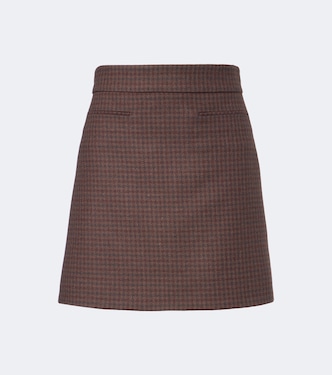 Minifalda en mezcla de lana a cuadros | Gucci