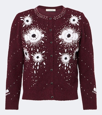Cardigan en laine mélangée à fleurs | Jacques Wei