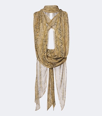 Isolde draped snake-print georgette top | De La Vali