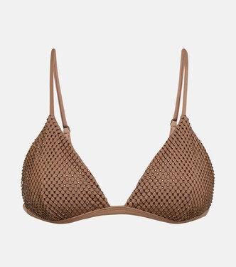 Joelle crystal-embellished bikini top | Simkhai