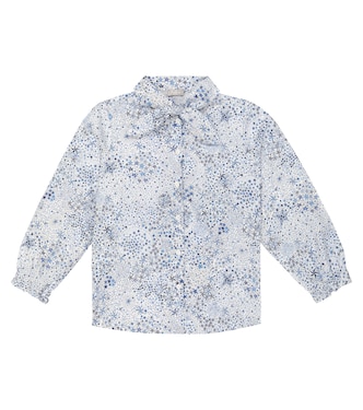 Printed tie-neck cotton shirt | Il Gufo