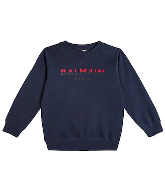 Logo cotton jersey sweatshirt | Balmain Kids