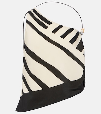 Arte printed one-shoulder silk satin crop top | SIR