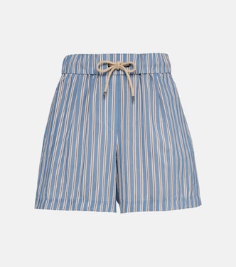 Striped cotton and silk shorts | Brunello Cucinelli