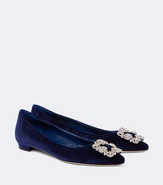 Ballerines Hangisi en velours à ornements | Manolo Blahnik