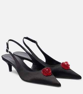 45 floral-appliqué satin slingback pumps | Magda Butrym