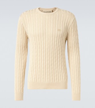 VLogo cable-knit cotton sweater | Valentino