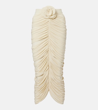 Floral-appliqué ruched midi skirt | Magda Butrym