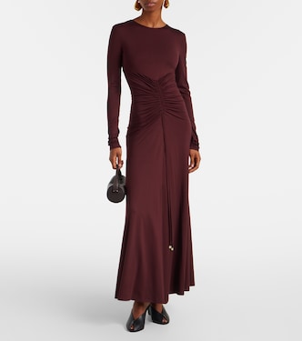 princess polly baby blue dress Embroidered Mesh Maxi Dress - Burgundy main image 0