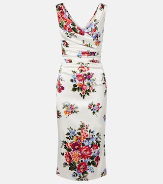 Draped floral satin midi dress | Dolce&Gabbana