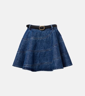 Belted denim miniskirt | Self-Portrait