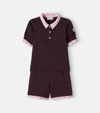 Cotton polo shirt and shorts set | Moncler Enfant