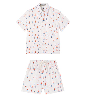 Printed cotton shirt and shorts set | Fábula