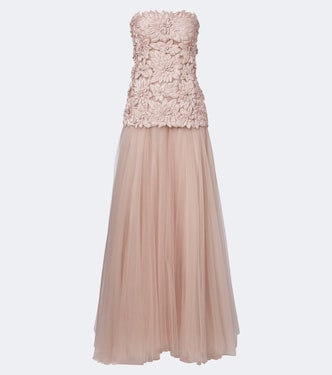 Verzierte Robe Gisella aus Satin und Tüll | Costarellos