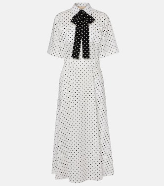 Polka-dot cotton poplin midi dress | Valentino