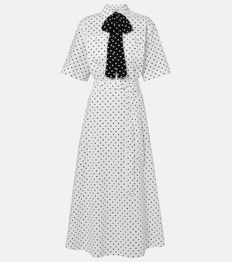 Vestido midi de popelín de algodón con lunares | Valentino Garavani