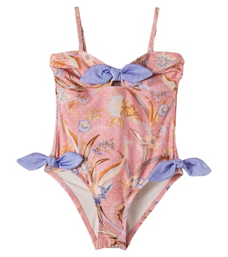 Indra bow-detail floral swimsuit  | Zimmermann Kids
