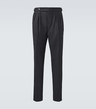 Virgin wool flannel slim pants | Brunello Cucinelli