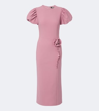 Floral-appliqué crêpe midi dress | Rotate